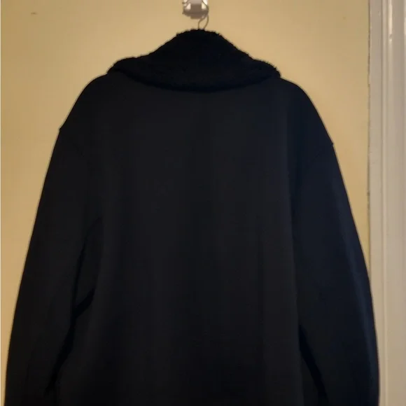 Athleta Sherpa Bomber Jacket 2X Black Zip Up Westbound Cozy Layer Lagonlook Fall - Picture 10 of 12